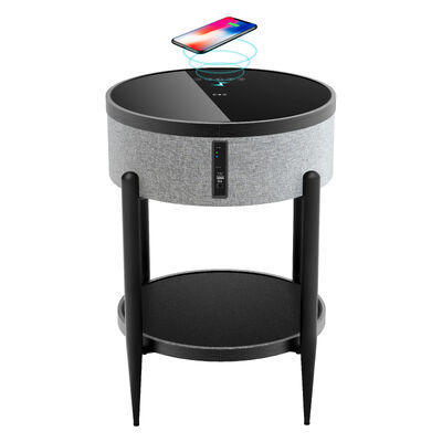 Good price Customized Bluetooth speaker Modern Bedside Table Tempered Glass Wireless Charging Speaker two drawers online