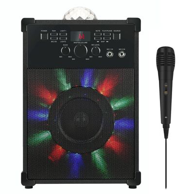 quality Portable RGB lighting BT Karaoke Speaker with Three Digits red LED display Wireless wired Mics Battery for dancing factory