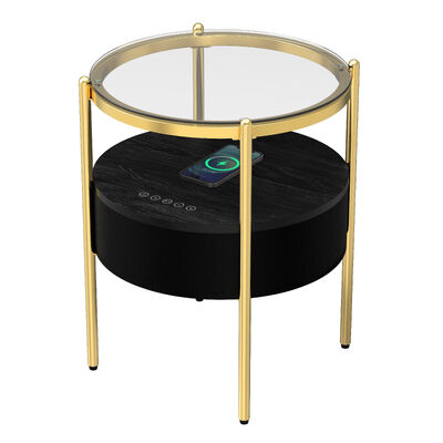 Good price Tempered glass Tier Side Accent Table speaker with USB Ports for Living Room Bedroom online